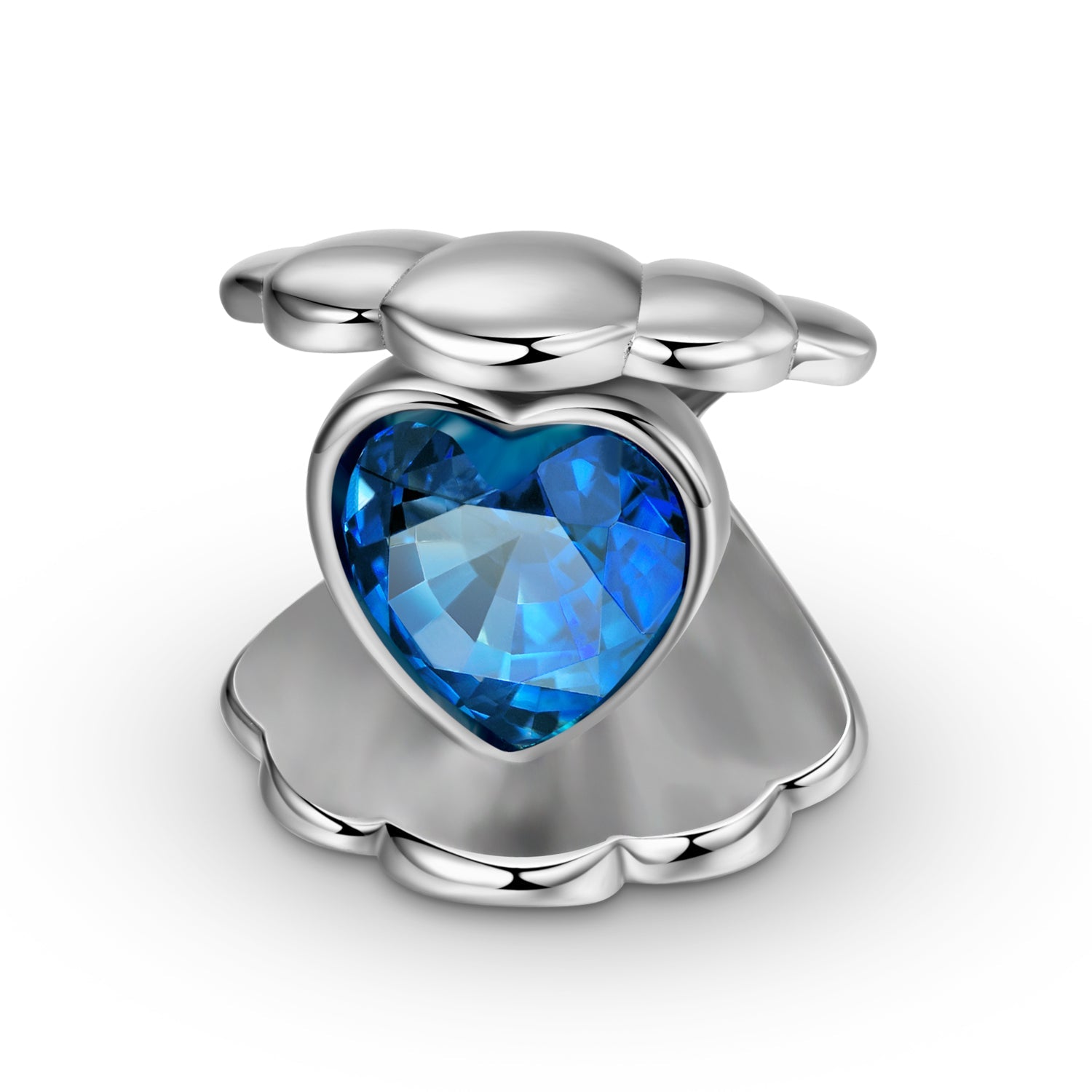 Muschel mit blauem Diamanten Herz