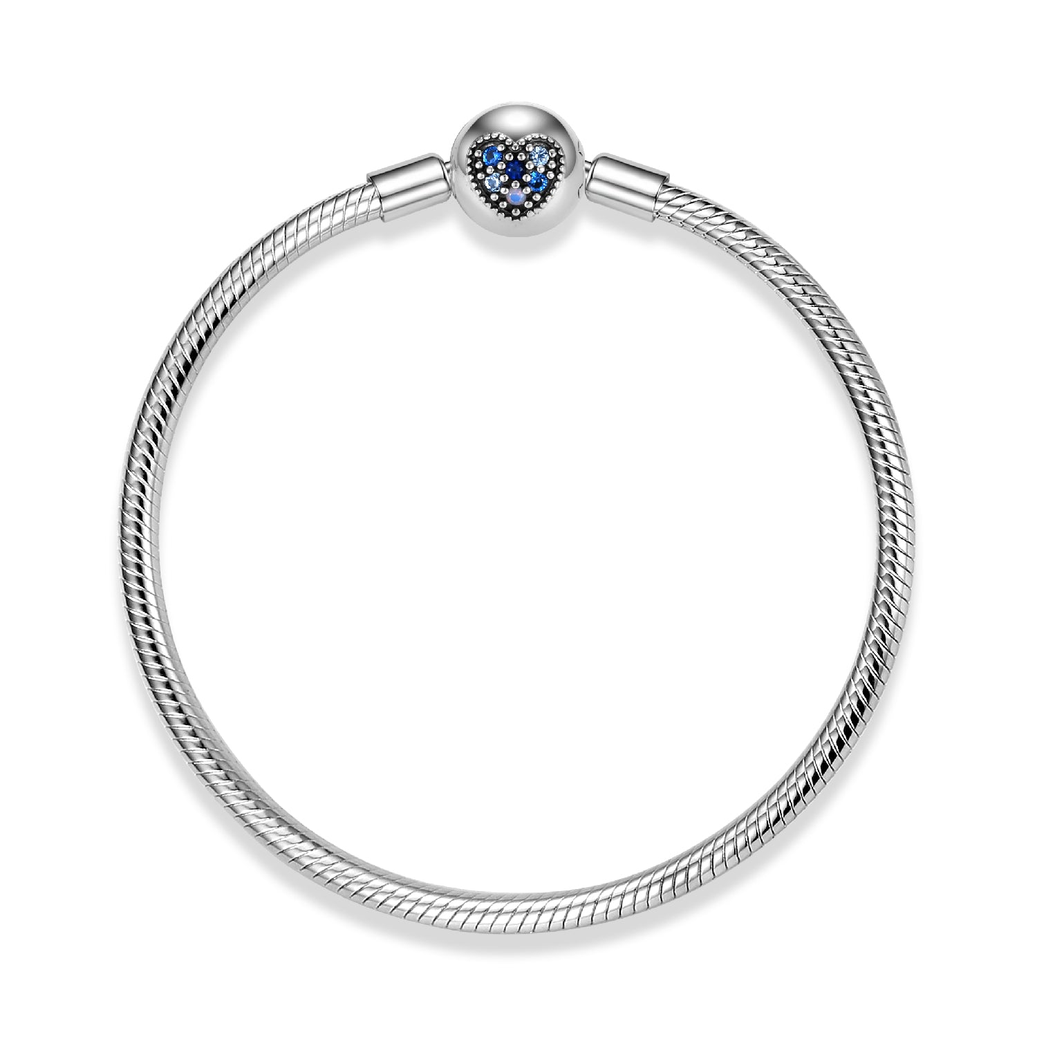 Bracelet maillon serpent avec coeur en zircone bleue