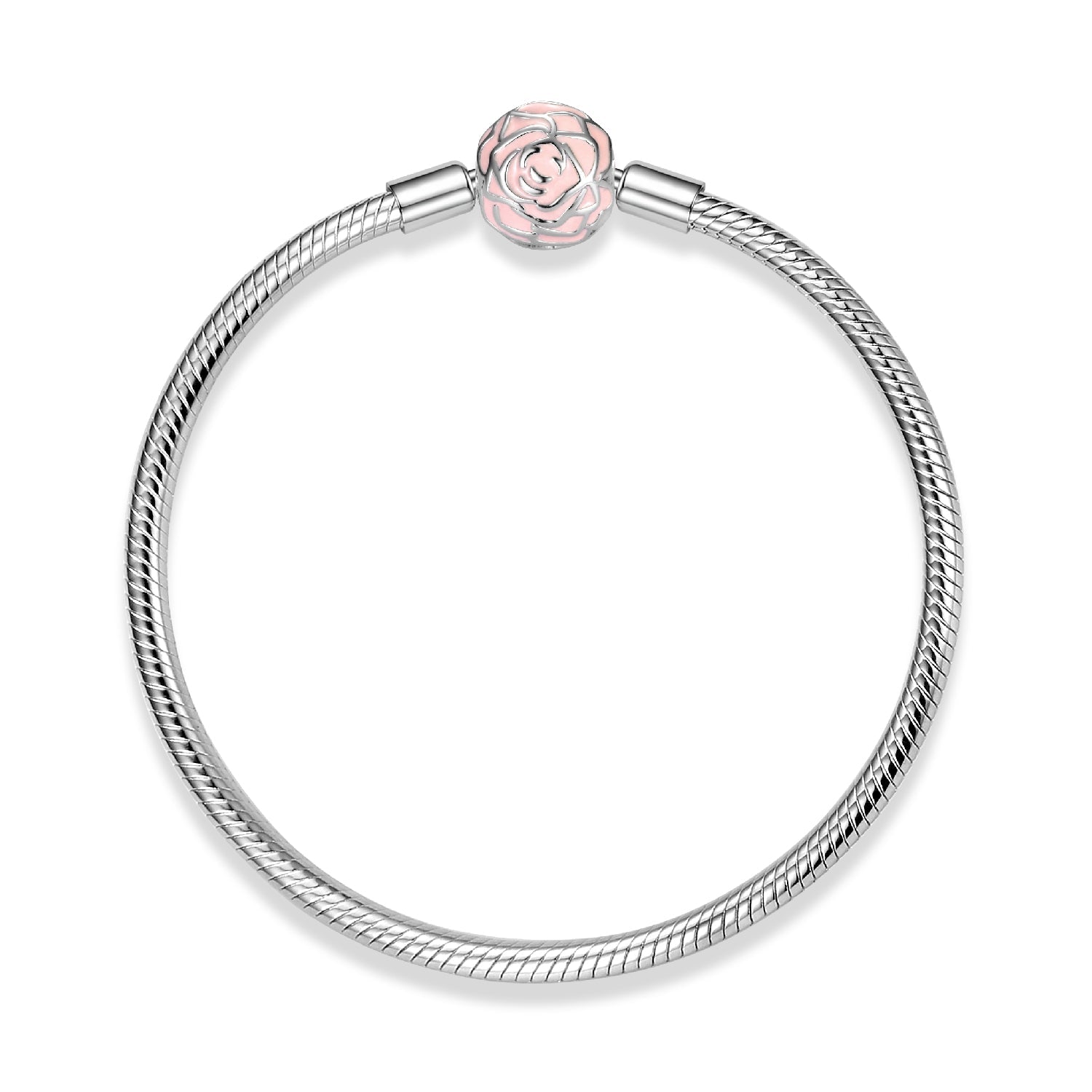 Snake link bracelet with rose clasp