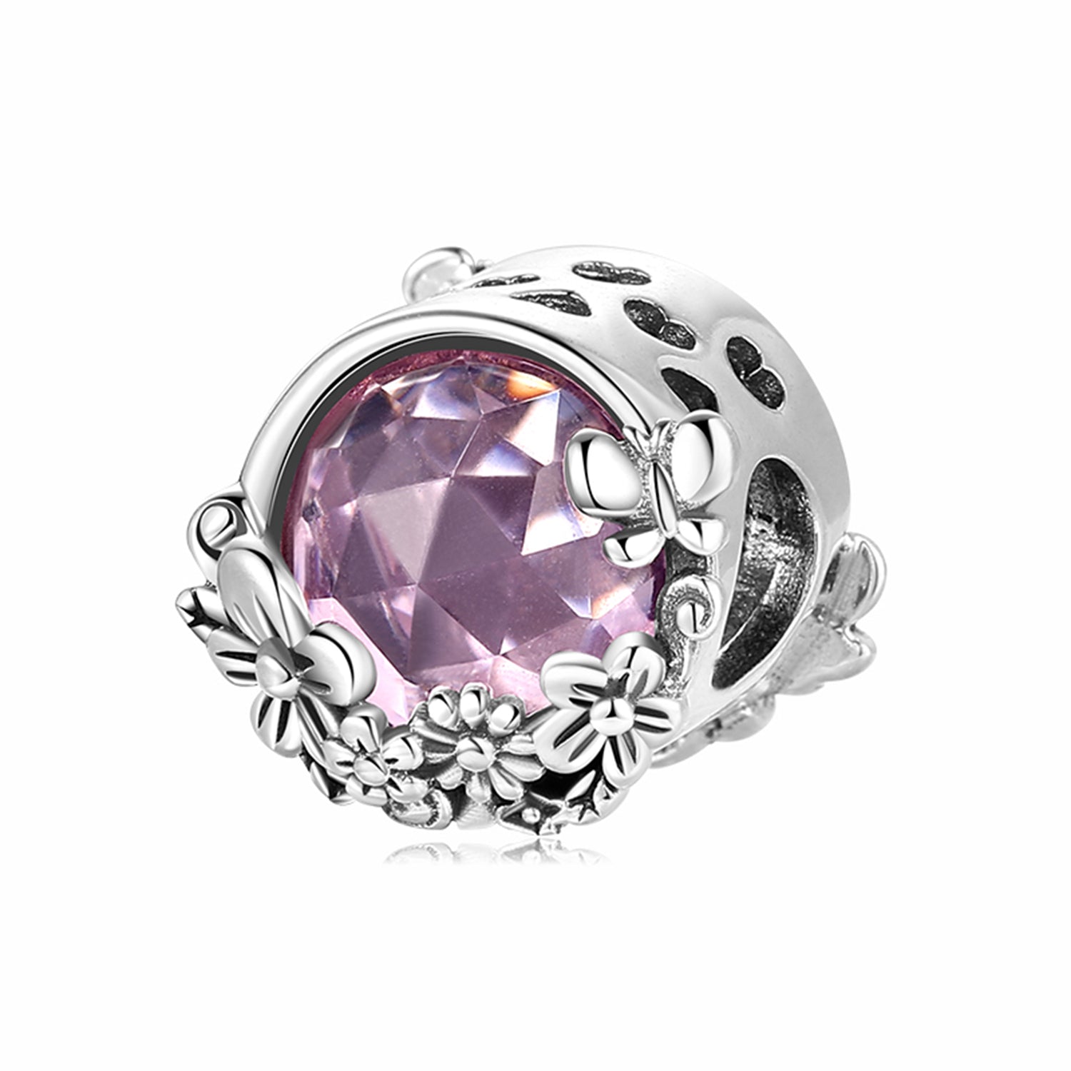 Diamant violet avec fleurs