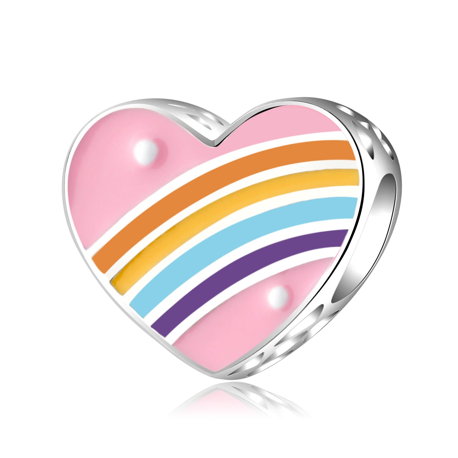 Pink heart with rainbow
