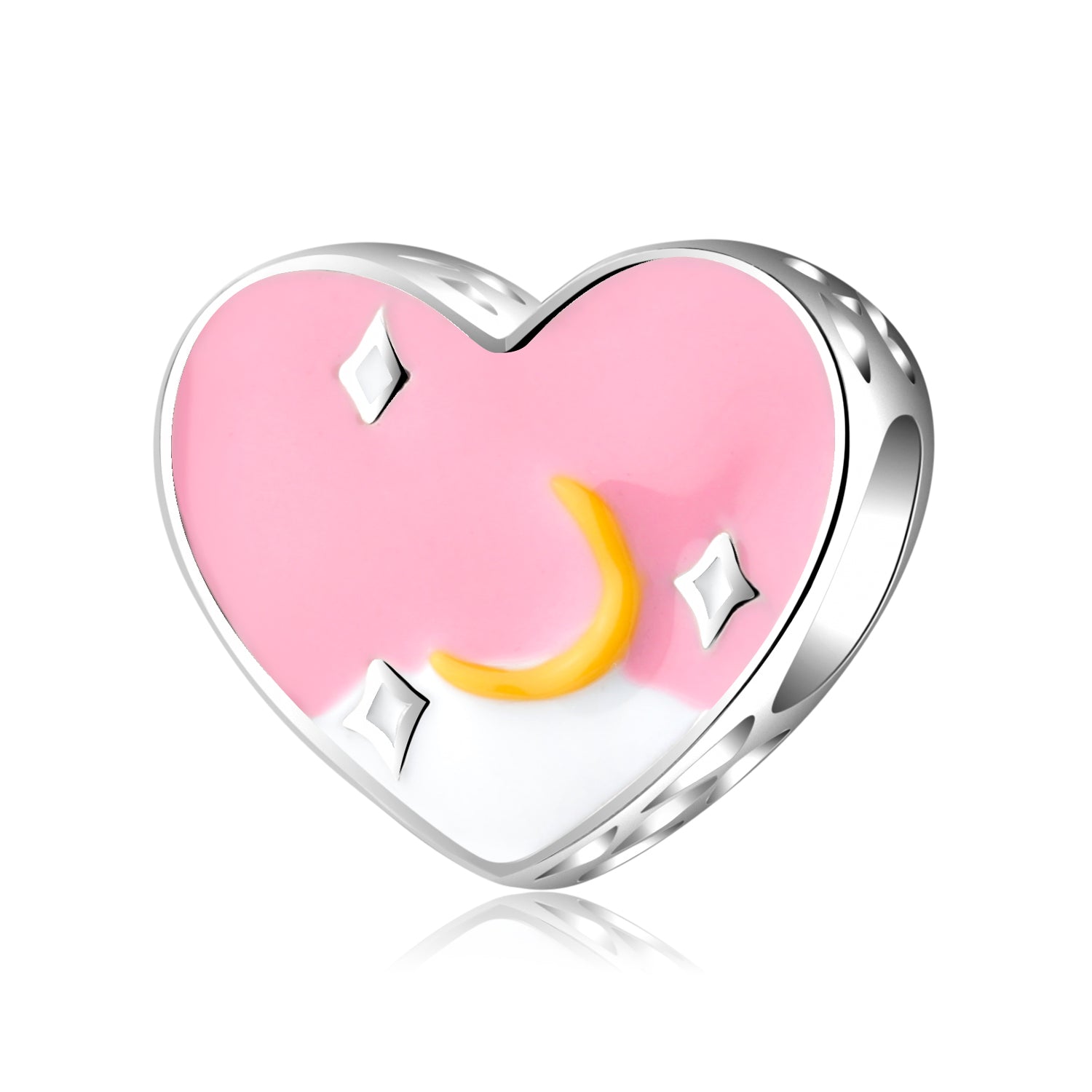 Pink heart with stars and moon