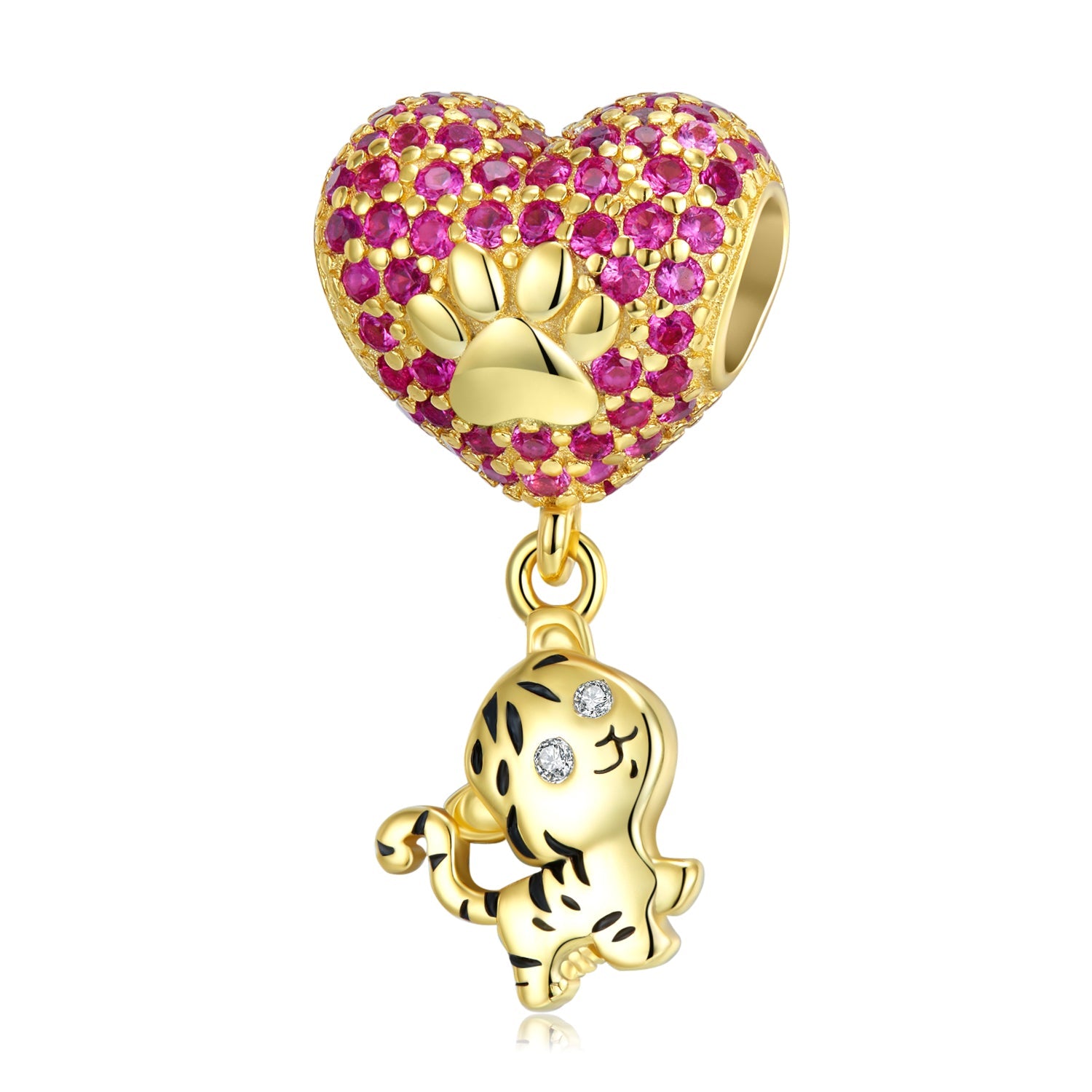 Heart with gold cat