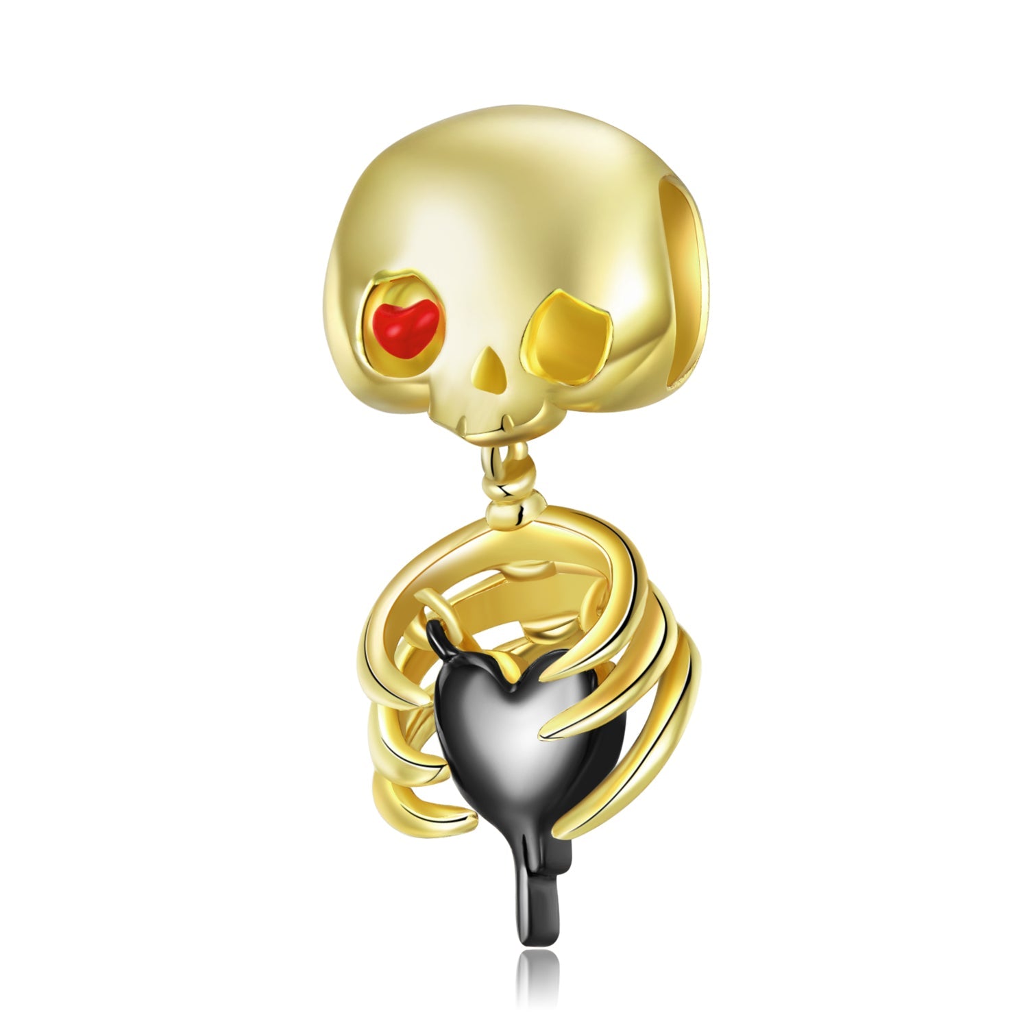 Golden skeleton with black heart