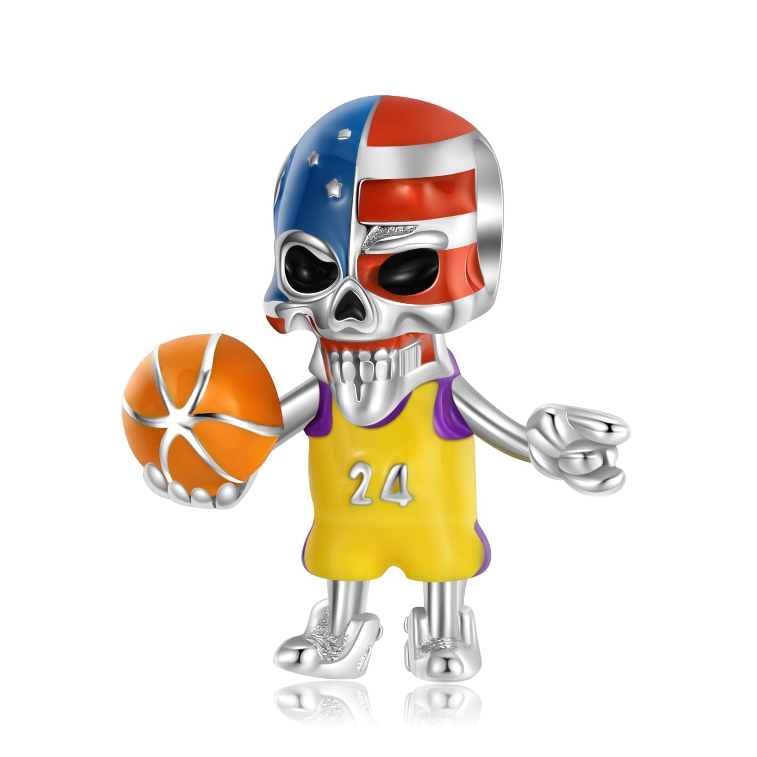 Dead basketball player in jersey with ball