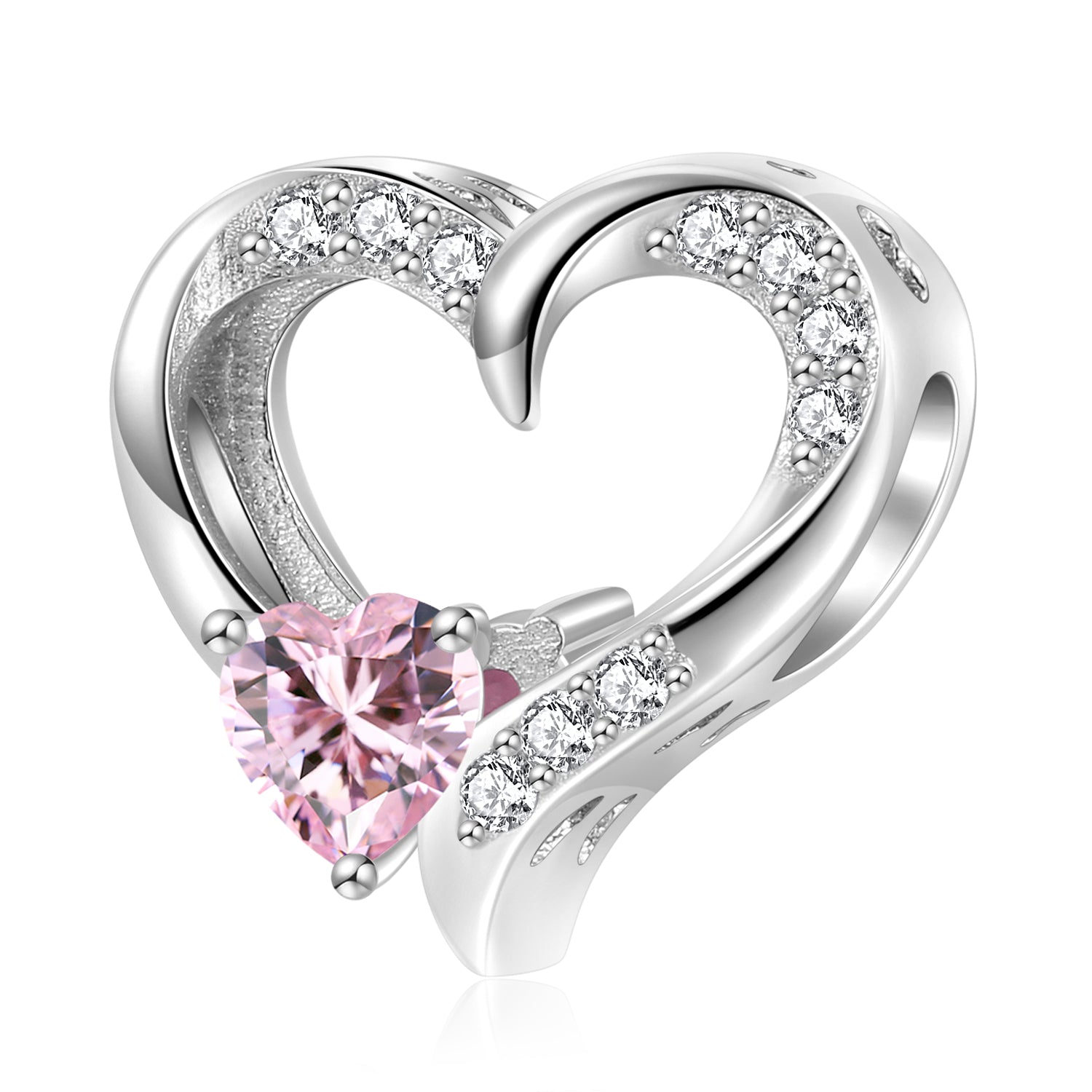 Sparkling heart with pink diamond