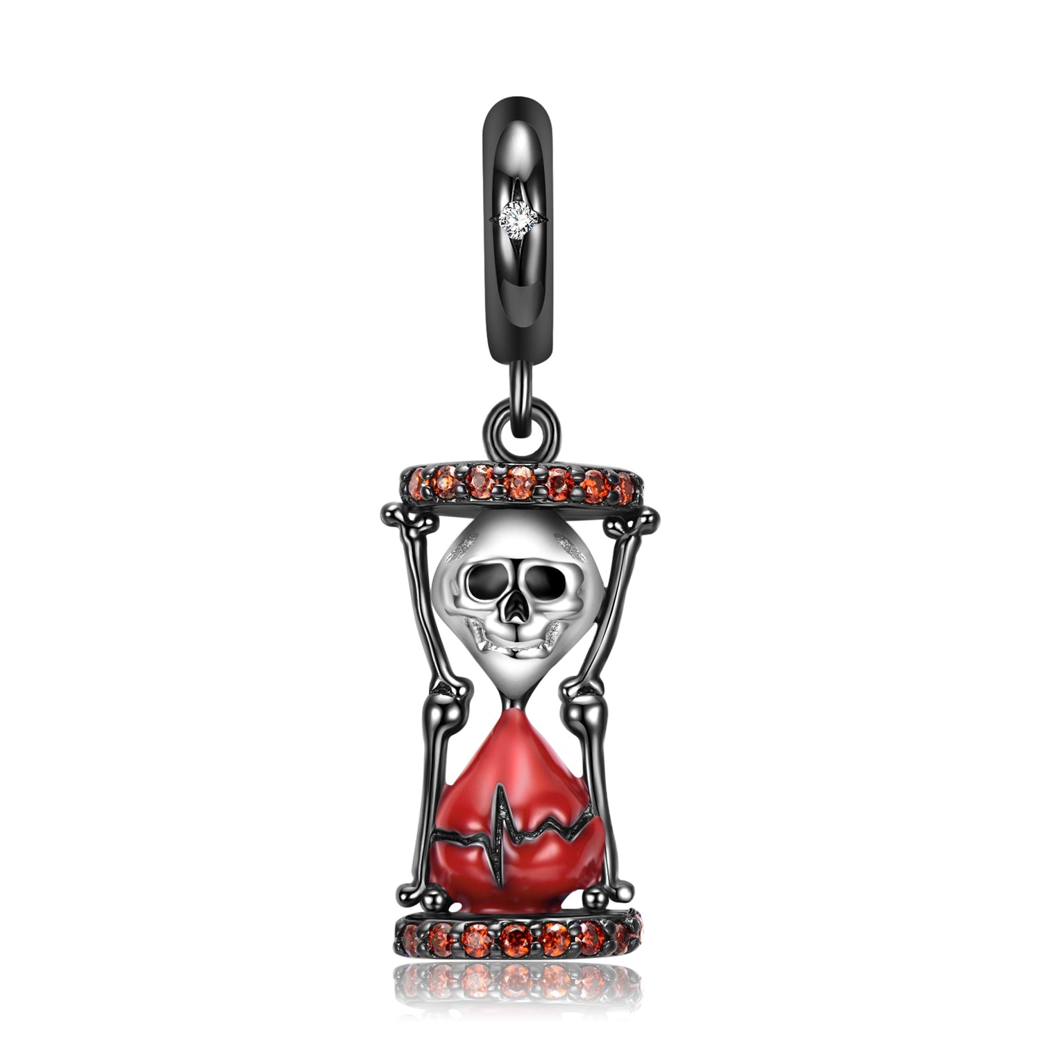 Skull hourglass with heartbeat