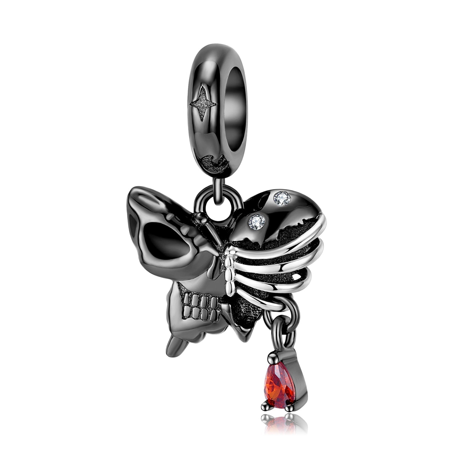Dead butterfly skeleton with red diamond