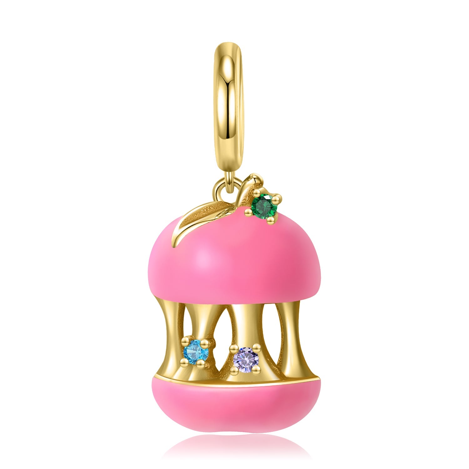 Pink golden cage with stones